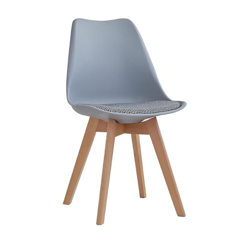 ORION91 Silla LYRA Cojín Acolchado de Lino, Sillas para Cocina, Oficina, Sala de Estar – Color GRIS 40 x 49 x 82 cm - SpazioLuzi