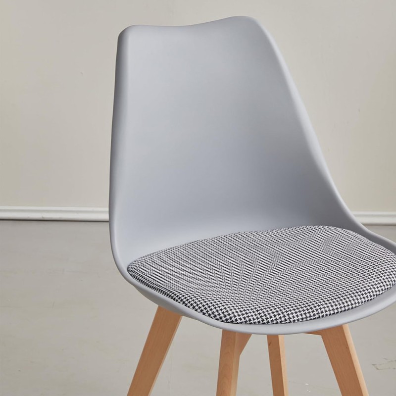 ORION91 Silla LYRA Cojín Acolchado de Lino, Sillas para Cocina, Oficina, Sala de Estar – Color GRIS 40 x 49 x 82 cm - SpazioLuzi