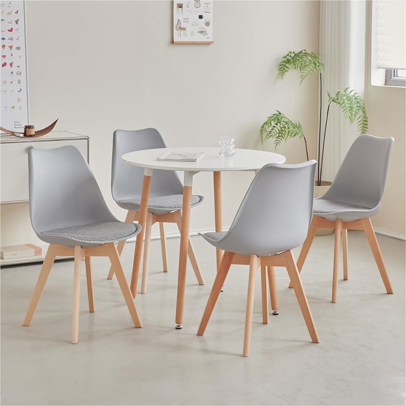 ORION91 Silla LYRA Cojín Acolchado de Lino, Sillas para Cocina, Oficina, Sala de Estar – Color GRIS 40 x 49 x 82 cm - SpazioLuzi