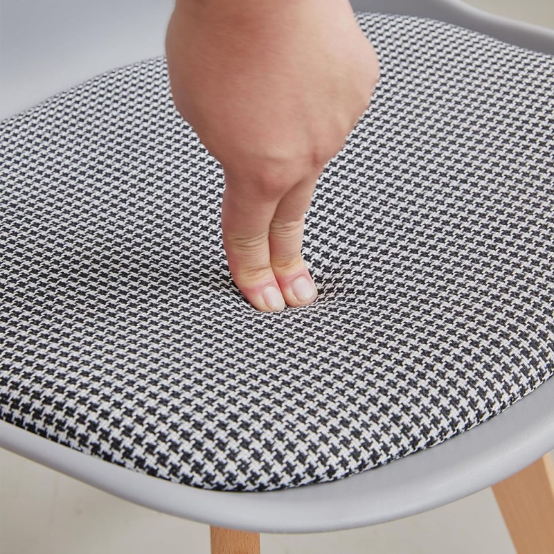 ORION91 Silla LYRA Cojín Acolchado de Lino, Sillas para Cocina, Oficina, Sala de Estar – Color GRIS 40 x 49 x 82 cm - SpazioLuzi