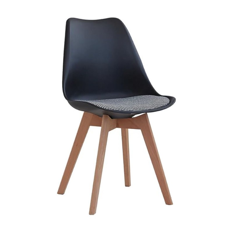 ORION91 Silla LYRA Cojín Acolchado de Lino, Sillas para Cocina, Oficina, Sala de Estar – Color Negro 🖤 40 x 49 x 82 cm - SpazioL