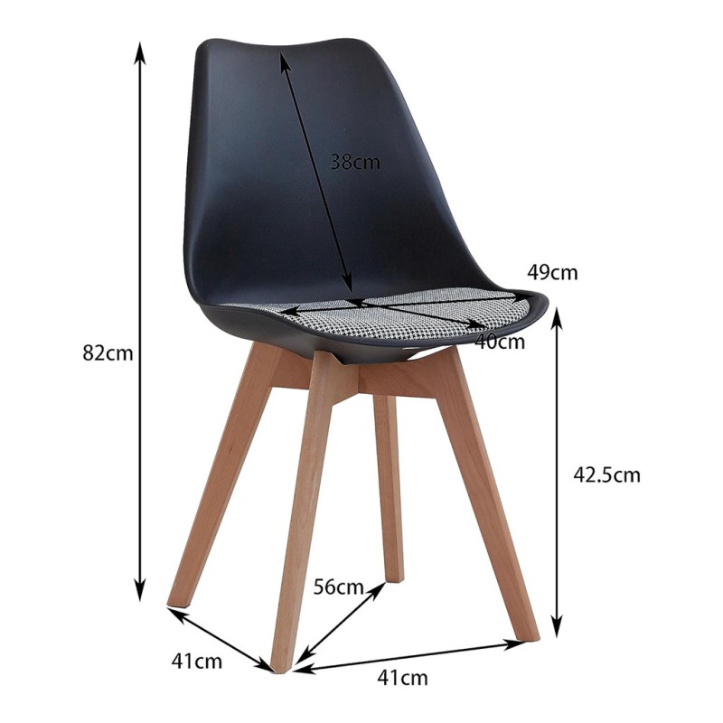 ORION91 Silla LYRA Cojín Acolchado de Lino, Sillas para Cocina, Oficina, Sala de Estar – Color Negro 🖤 40 x 49 x 82 cm - SpazioL