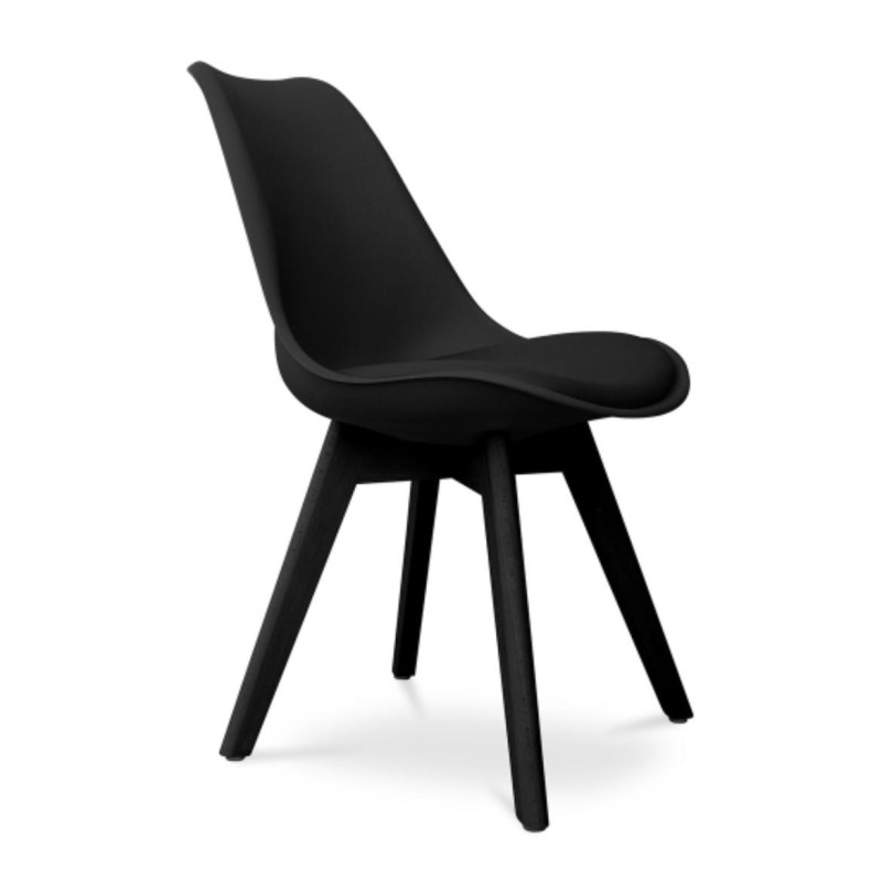 ORION91 Silla BOREAL Asiento Acolchado, Piel Sintética y Patas Color Negro 🖤 , 48x43x82cm, Ideal Para Comedor ,Oficina, Salón, T
