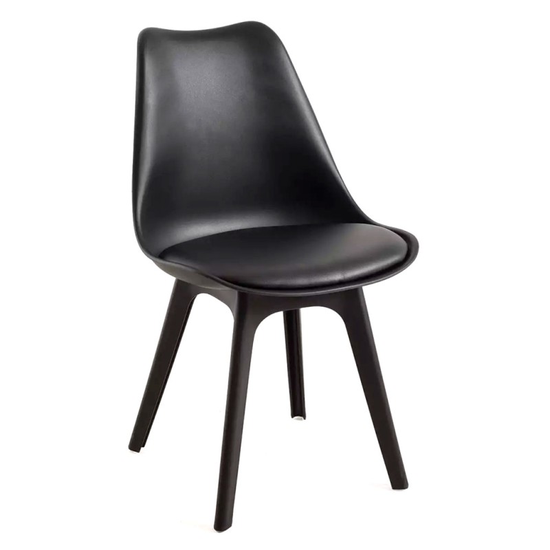 ORION91 Silla BOREAL Asiento Acolchado, Piel Sintética y Patas Color Negro 🖤 , 48x43x82cm, Ideal Para Comedor ,Oficina, Salón, T