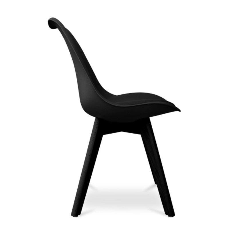 ORION91 Silla BOREAL Asiento Acolchado, Piel Sintética y Patas Color Negro 🖤 , 48x43x82cm, Ideal Para Comedor ,Oficina, Salón, T