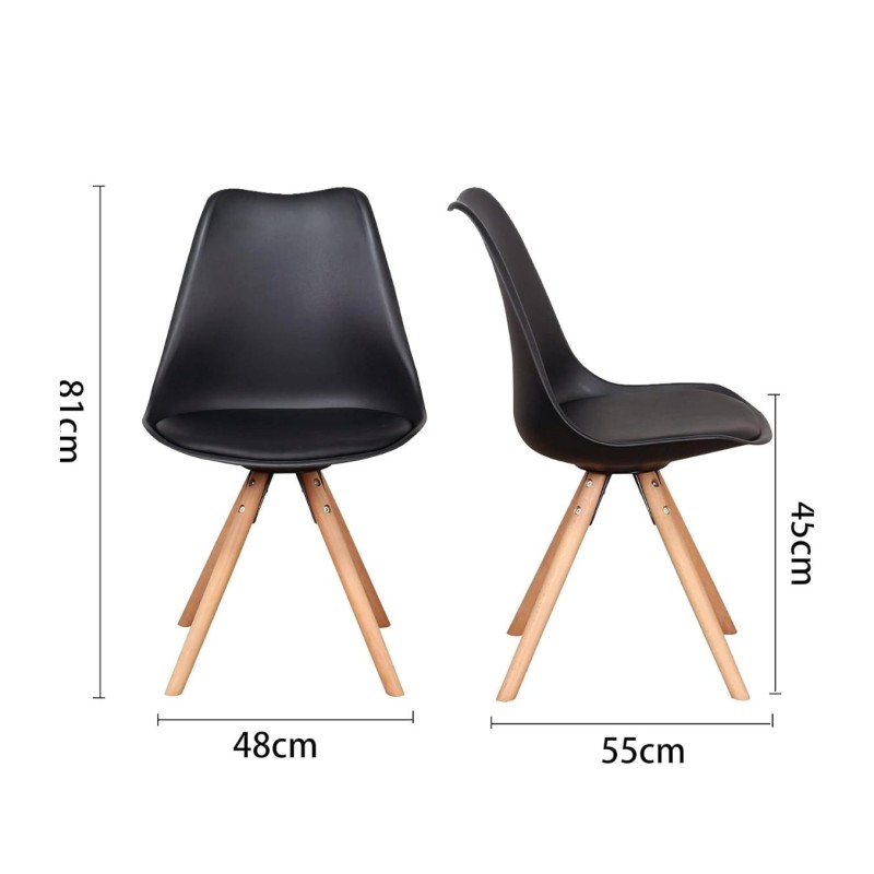 ORION91 Silla URSA 🖤 Asiento Acolchado Piel Sintética y Patas Haya 49 x 43 x 81cm Comedor Oficina Salón Teletrabajo Cocina – Spa