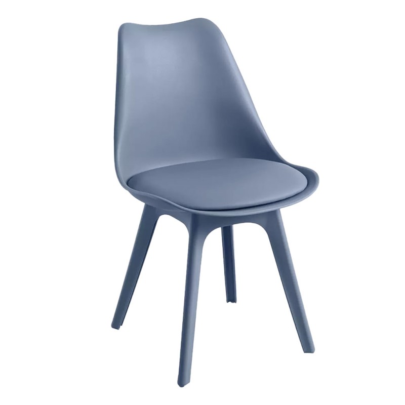 ORION91 Pack x6 - Silla BOREAL Asiento Acolchado Piel Sintética y Patas Color Azul Petróleo 48x43x82cm Comedor Oficina Salón Tel