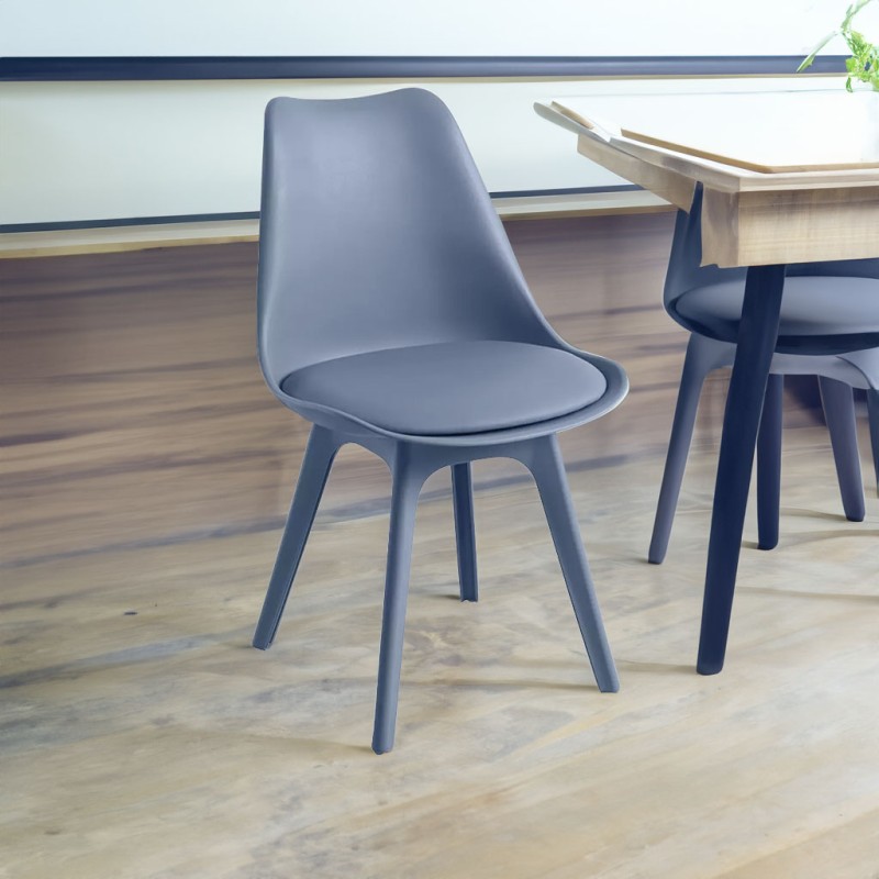 ORION91 Pack x6 - Silla BOREAL Asiento Acolchado Piel Sintética y Patas Color Azul Petróleo 48x43x82cm Comedor Oficina Salón Tel