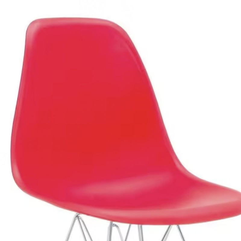 ORION91 Silla STELLA Estructura Cromada Asiento Polipropileno Color Rojo – 48 x 41 x 82 cm Comedor Oficina Salón Teletrabajo Coc