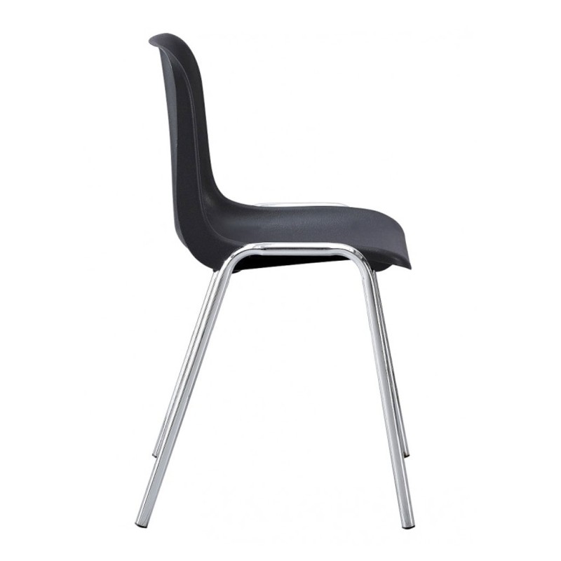 ORION91 Silla CASTOR Apilable Monoblock Polipropileno Negro 🖤 Patas Cromada Comedor Oficina Salón Teletrabajo Cocina - SpazioLuz