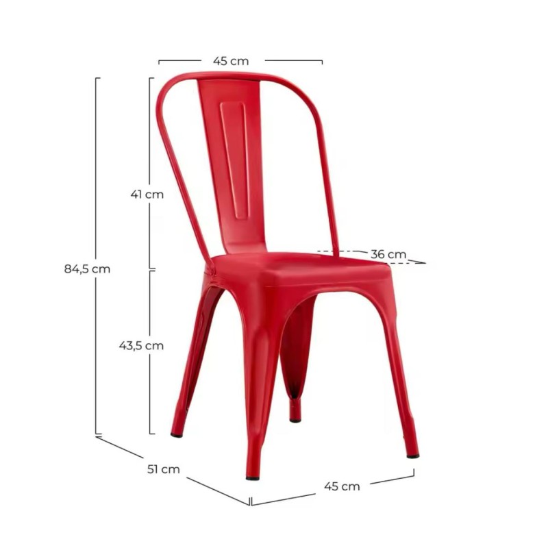 ORION91 Silla Acero BETA (VARIOS COLORES) Apilable (84x45,5x52 cm) Estilo Industrial Convertible a Taburete Antideslizante Comed