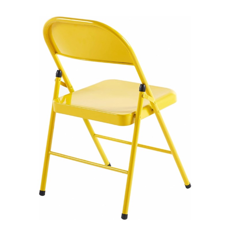 ORION91 Silla LEO Naranja Albaricoque Plegable Estilo Industrial de Metal Antideslizante Comedor Oficina Salón Teletrabajo Cocin