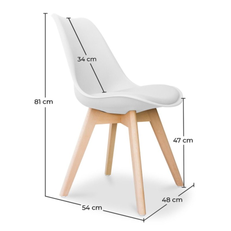 ORION91 Silla SIRIO Color Azul Asiento Acolchado Piel Sintética y Patas Haya 54x81x48cm Comedor Oficina Salón Teletrabajo Cocina