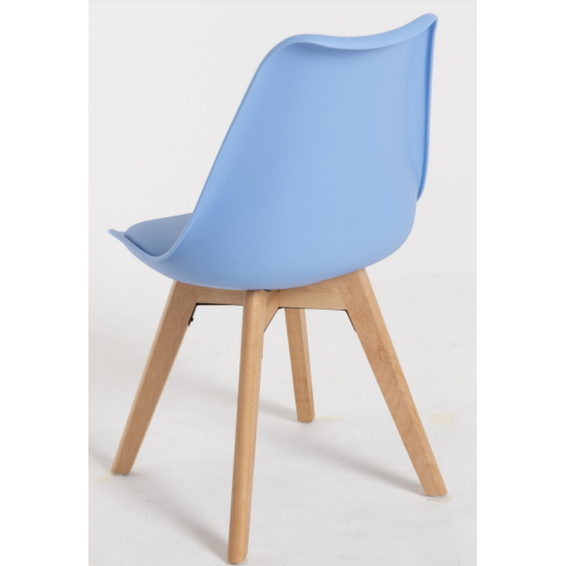 ORION91 Silla SIRIO Color Azul Asiento Acolchado Piel Sintética y Patas Haya 54x81x48cm Comedor Oficina Salón Teletrabajo Cocina