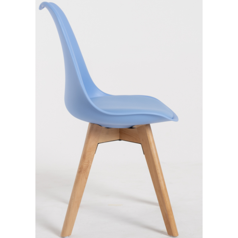 ORION91 Silla SIRIO Color Azul Asiento Acolchado Piel Sintética y Patas Haya 54x81x48cm Comedor Oficina Salón Teletrabajo Cocina