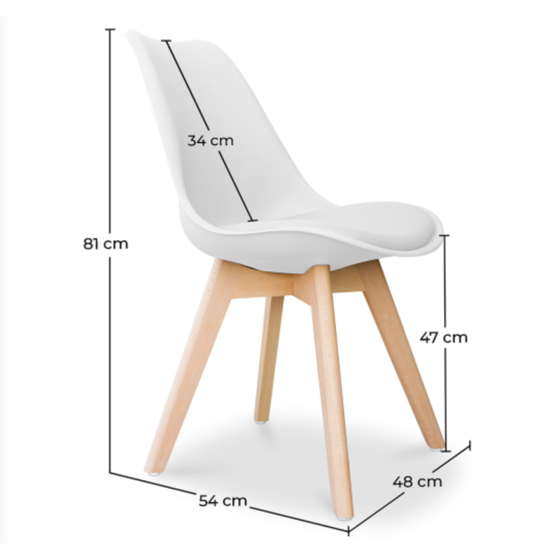 ORION91 Silla SIRIO Color Gris Oscuro Asiento Acolchado Piel Sintética y Patas Haya 54x81x48cm Comedor Oficina Salón Teletrabajo