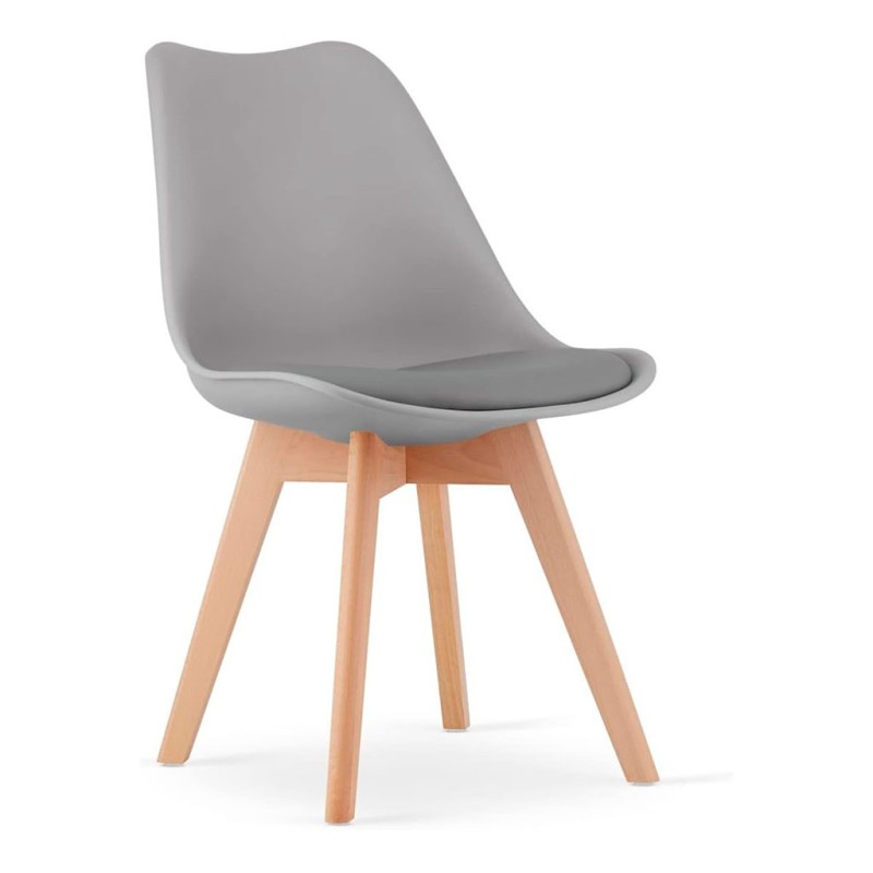 ORION91 Silla SIRIO Color Gris Oscuro Asiento Acolchado Piel Sintética y Patas Haya 54x81x48cm Comedor Oficina Salón Teletrabajo