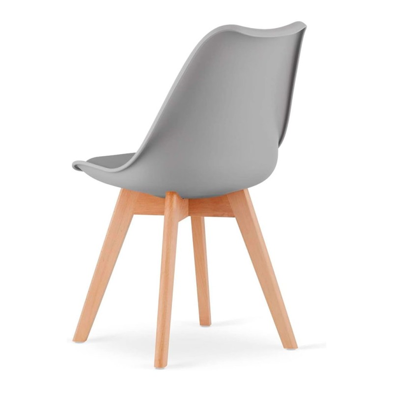 ORION91 Silla SIRIO Color Gris Oscuro Asiento Acolchado Piel Sintética y Patas Haya 54x81x48cm Comedor Oficina Salón Teletrabajo