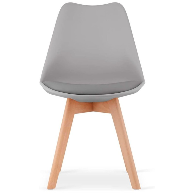 ORION91 Silla SIRIO Color Gris Oscuro Asiento Acolchado Piel Sintética y Patas Haya 54x81x48cm Comedor Oficina Salón Teletrabajo