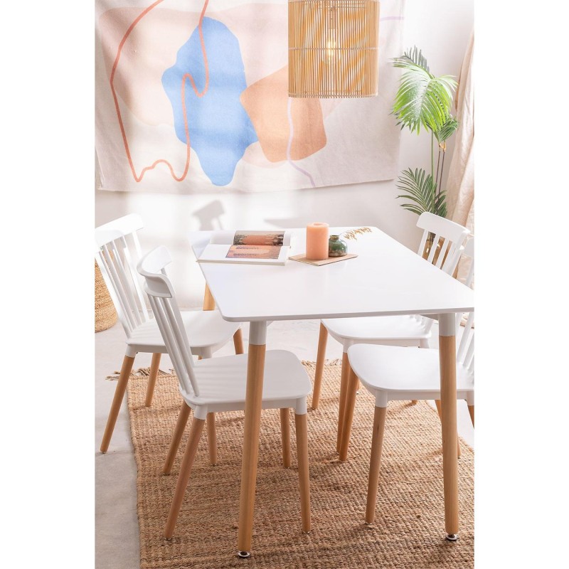 ORION91 Silla ALCIONE Color Blanco Patas Haya 83x48x52,5cm Comedor Oficina Salón Teletrabajo Cocina - SpazioLuzio