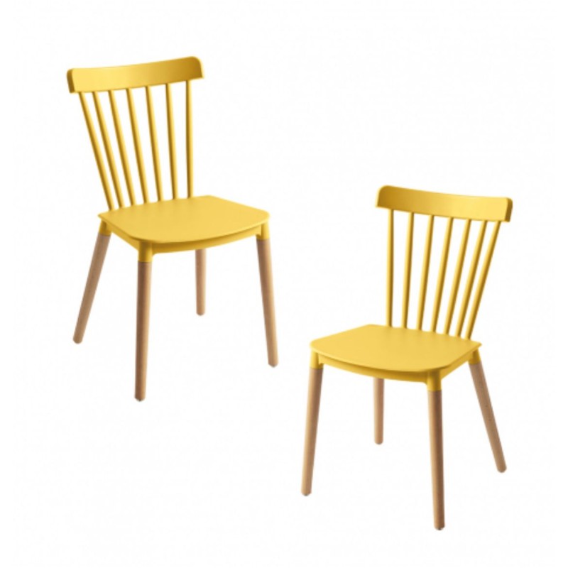 ORION91 Silla ALCIONE Color Amarillo Patas Haya 83x48x52,5cm Comedor Oficina Salón Teletrabajo Cocina - SpazioLuzio