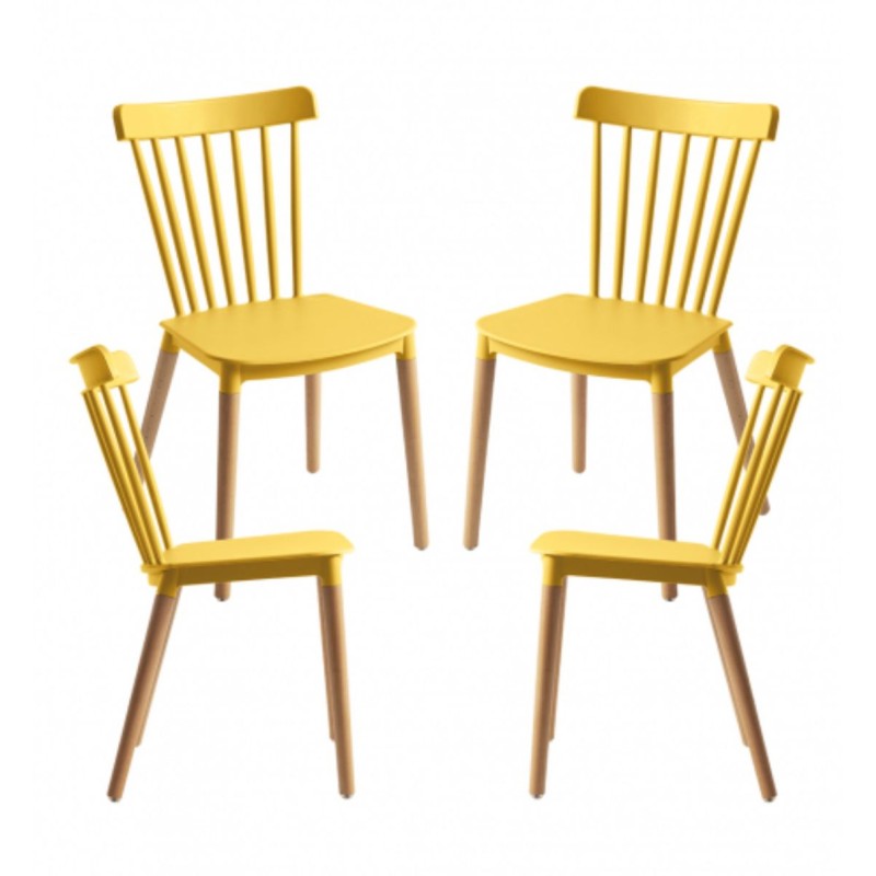 ORION91 Silla ALCIONE Color Amarillo Patas Haya 83x48x52,5cm Comedor Oficina Salón Teletrabajo Cocina - SpazioLuzio