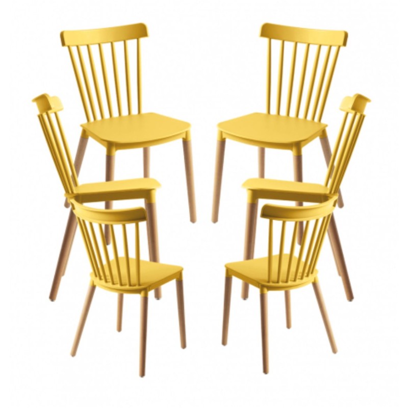 ORION91 Silla ALCIONE Color Amarillo Patas Haya 83x48x52,5cm Comedor Oficina Salón Teletrabajo Cocina - SpazioLuzio