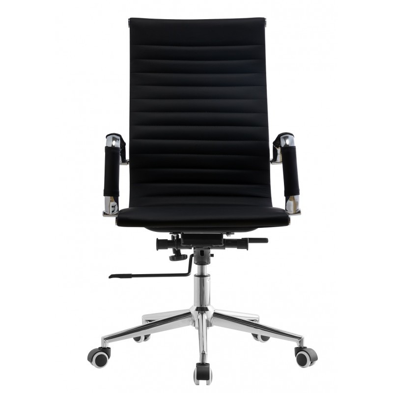 ORION91 Silla de Oficina Director LUXUR con Ruedas Respaldo Alto en Cuero Sintético Alta Calidad Color Negro Altura Regulable Es