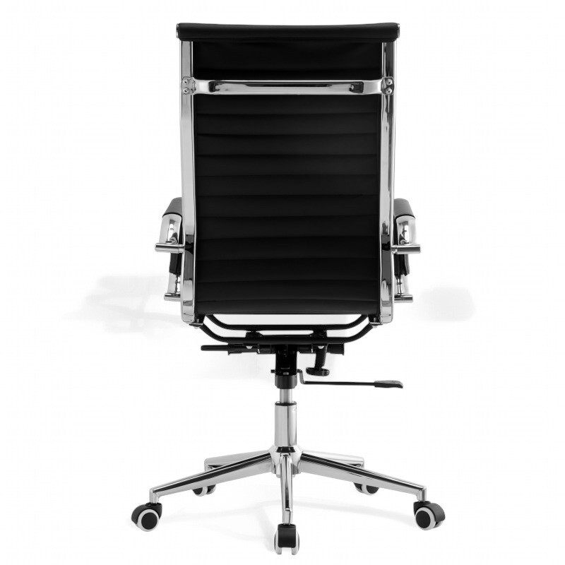 ORION91 Silla de Oficina Director LUXUR con Ruedas Respaldo Alto en Cuero Sintético Alta Calidad Color Negro Altura Regulable Es