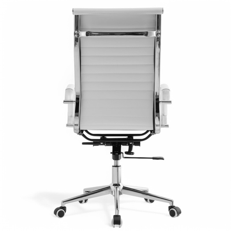 ORION91 Silla de Oficina Director LUXUR con Ruedas Respaldo Alto en Cuero Sintético Alta Calidad Color Blanco Altura Regulable E