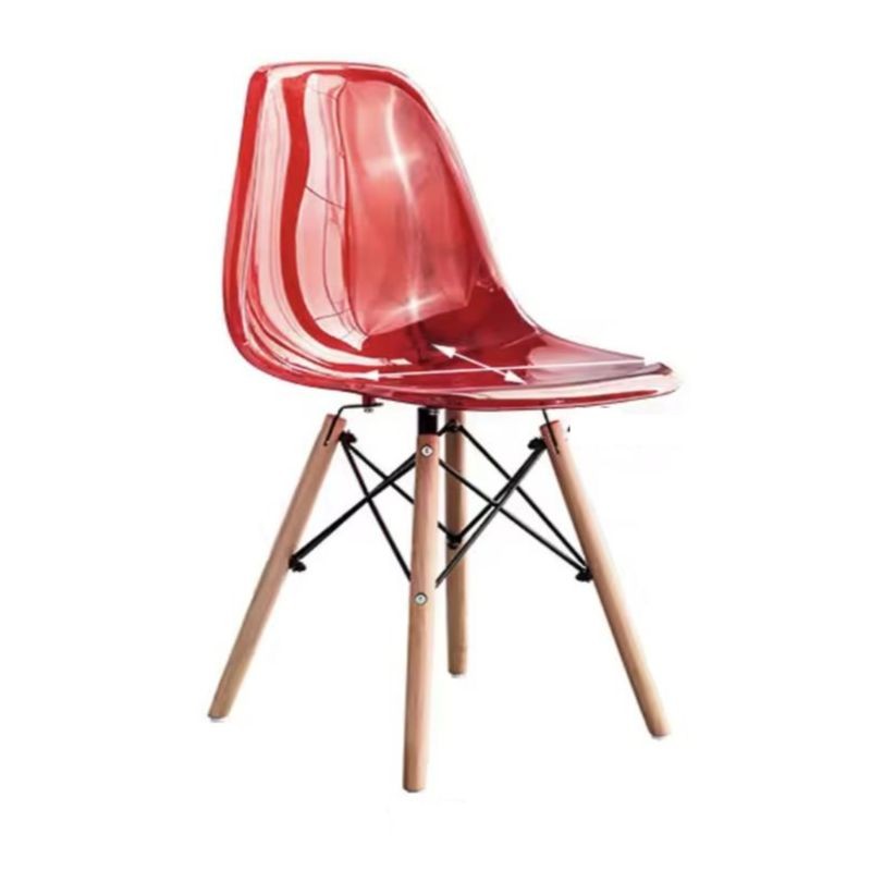 ORION91 Silla PORTIA Policarbonato ColorRosa (VARIOS COLORES)y Patas en Madera Haya 46 x 51 x 82 cm Comedor Oficina Salón Teletr