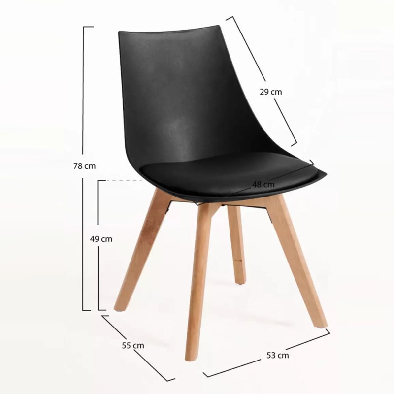 ORION91 Silla ALFA Acolchado (VARIOS COLORES) Patas metal color Negro 48x55x78cm Comedor Oficina Salón Teletrabajo Cocina - Spaz