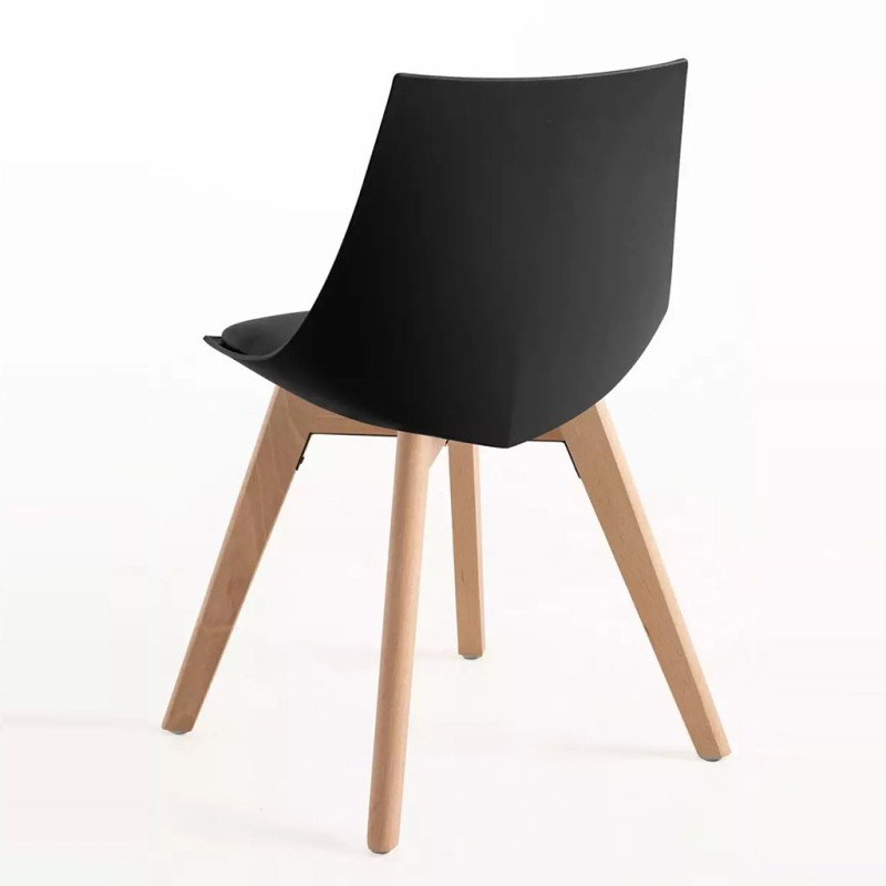 ORION91 Silla ALFA Acolchado Negro Patas (VARIOS COLORES) de Haya 48x55x78cm Comedor Oficina Salón Teletrabajo Cocina - SpazioLu