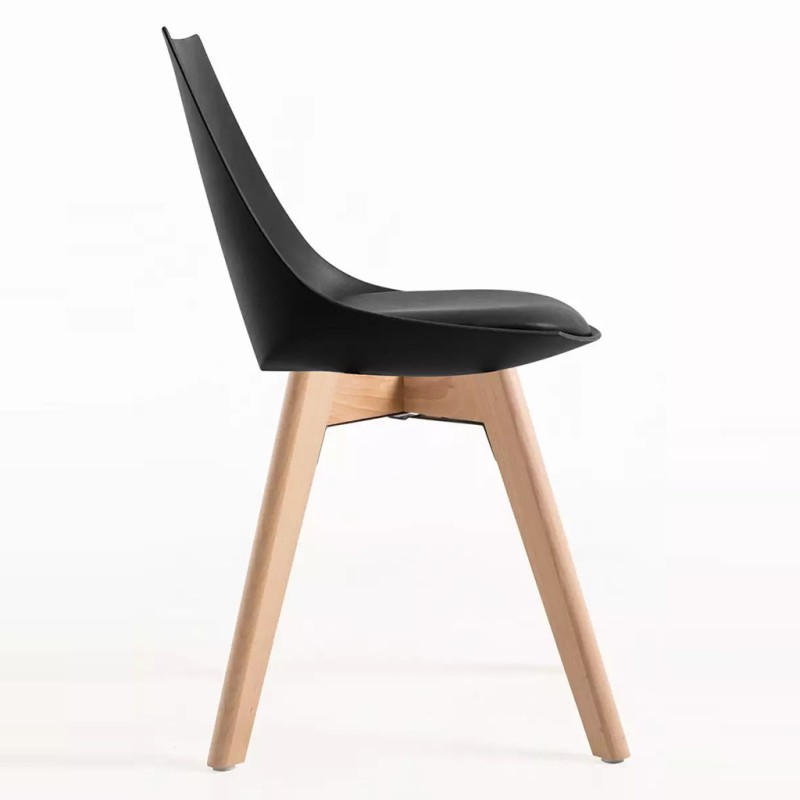 ORION91 Silla ALFA Acolchado Negro Patas (VARIOS COLORES) de Haya 48x55x78cm Comedor Oficina Salón Teletrabajo Cocina - SpazioLu