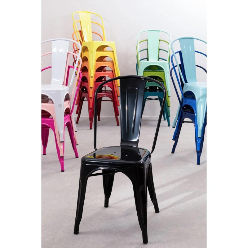 ORION91 Silla Acero BETA (VARIOS COLORES) Agua Apilable (84x45,5x52 cm) Estilo Industrial Convertible a Taburete Antideslizante 