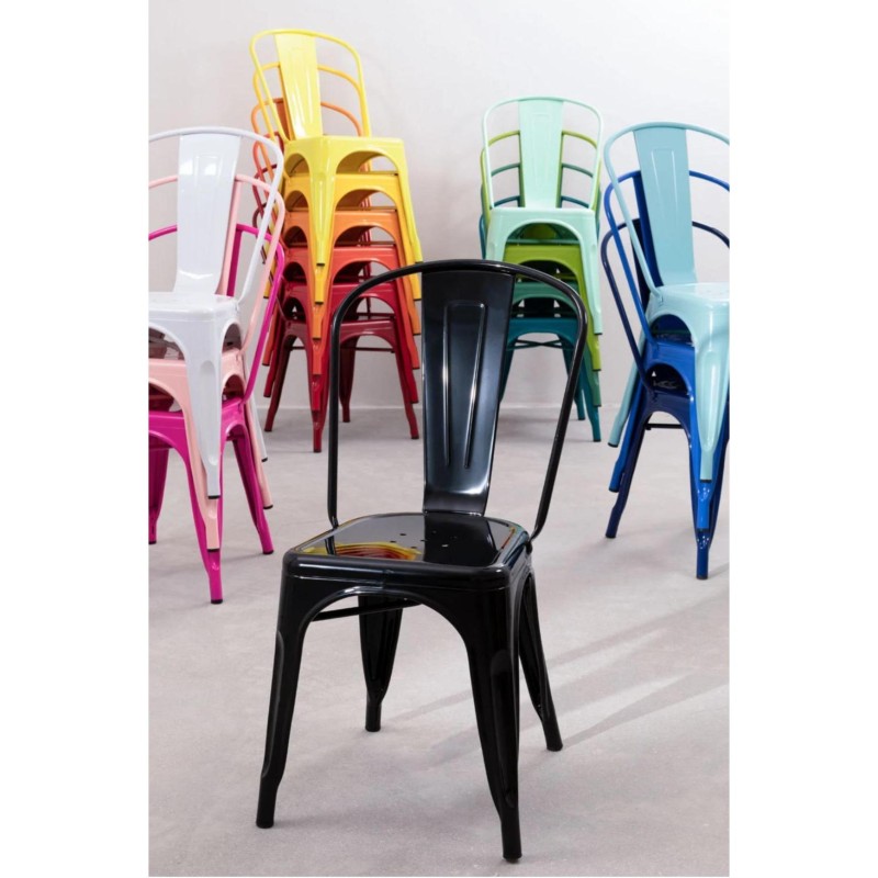 ORION91 Silla Acero BETA (VARIOS COLORES) Apilable (84x45,5x52 cm) Estilo Industrial Convertible a Taburete Antideslizante Comed