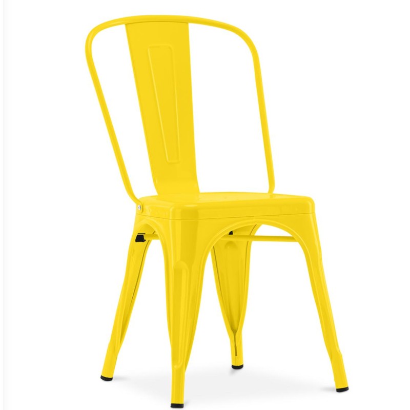 ORION91 Silla Acero BETA (VARIOS COLORES) Fresia Apilable (84x45,5x52 cm) Estilo Industrial Convertible a Taburete Antideslizant