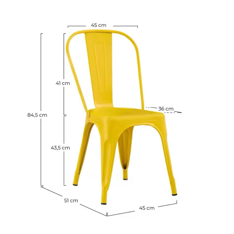 ORION91 Silla Acero BETA (VARIOS COLORES) Fresia Apilable (84x45,5x52 cm) Estilo Industrial Convertible a Taburete Antideslizant