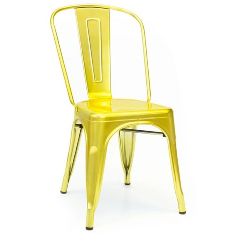 ORION91 Silla Acero BETA Dorado Apilable (84x45,5x52 cm) Estilo Industrial Convertible a Taburete Antideslizante Comedor Hostele