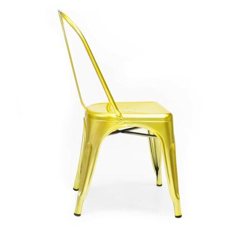 ORION91 Silla Acero BETA Dorado Apilable (84x45,5x52 cm) Estilo Industrial Convertible a Taburete Antideslizante Comedor Hostele