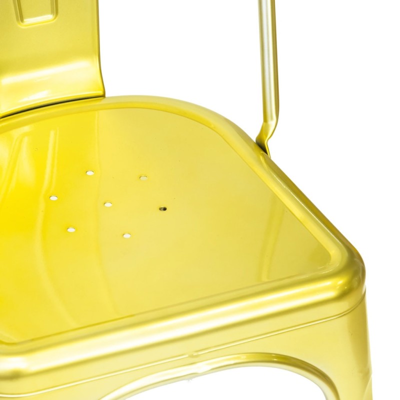 ORION91 Silla Acero BETA Dorado Apilable (84x45,5x52 cm) Estilo Industrial Convertible a Taburete Antideslizante Comedor Hostele