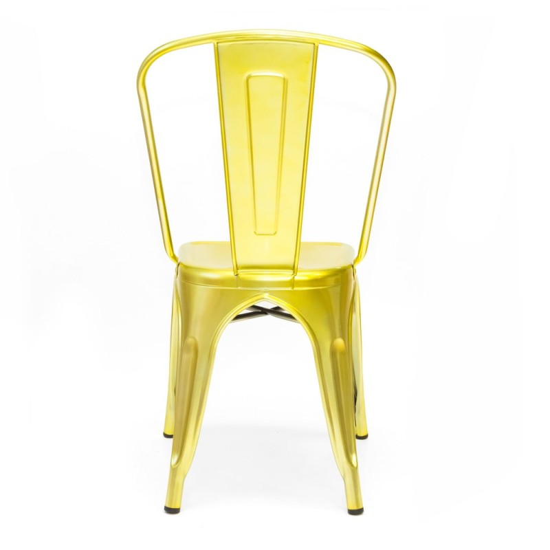 ORION91 Silla Acero BETA Dorado Apilable (84x45,5x52 cm) Estilo Industrial Convertible a Taburete Antideslizante Comedor Hostele