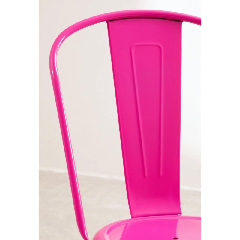 ORION91 Silla Acero BETA Fucsia Apilable (84x45,5x52 cm) Estilo Industrial Convertible a Taburete Antideslizante Comedor Hostele