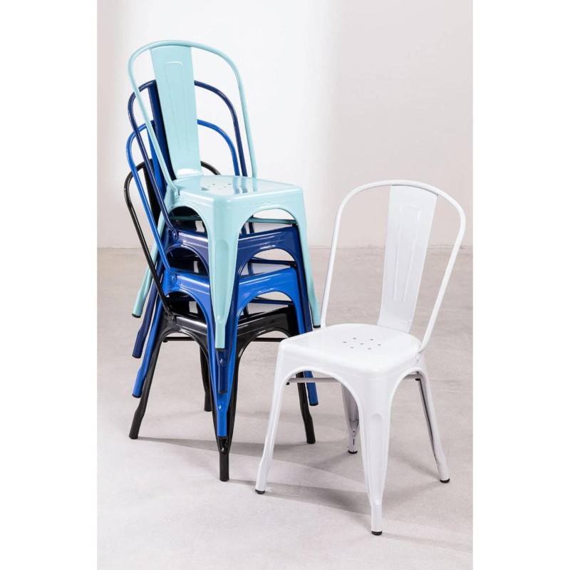 ORION91 Silla Acero BETA Fucsia Apilable (84x45,5x52 cm) Estilo Industrial Convertible a Taburete Antideslizante Comedor Hostele