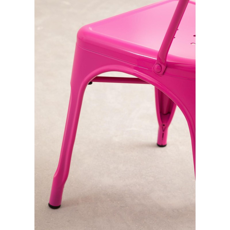 ORION91 Silla Acero BETA Fucsia Apilable (84x45,5x52 cm) Estilo Industrial Convertible a Taburete Antideslizante Comedor Hostele
