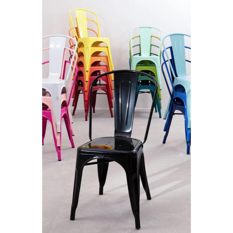 ORION91 Silla Acero BETA Fucsia Apilable (84x45,5x52 cm) Estilo Industrial Convertible a Taburete Antideslizante Comedor Hostele