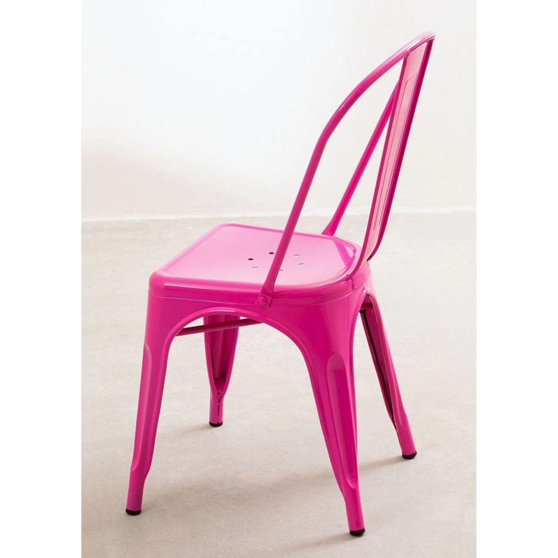 ORION91 Silla Acero BETA Fucsia Apilable (84x45,5x52 cm) Estilo Industrial Convertible a Taburete Antideslizante Comedor Hostele