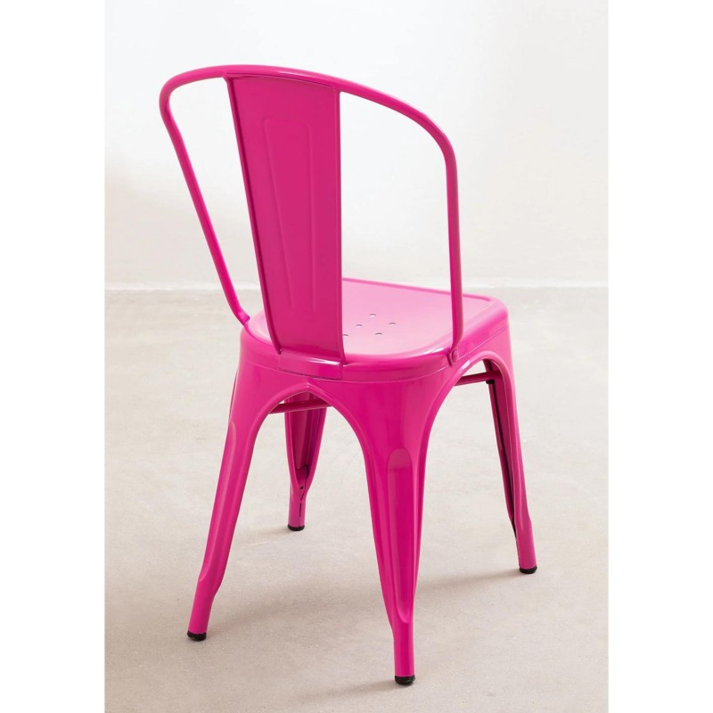 ORION91 Silla Acero BETA Fucsia Apilable (84x45,5x52 cm) Estilo Industrial Convertible a Taburete Antideslizante Comedor Hostele