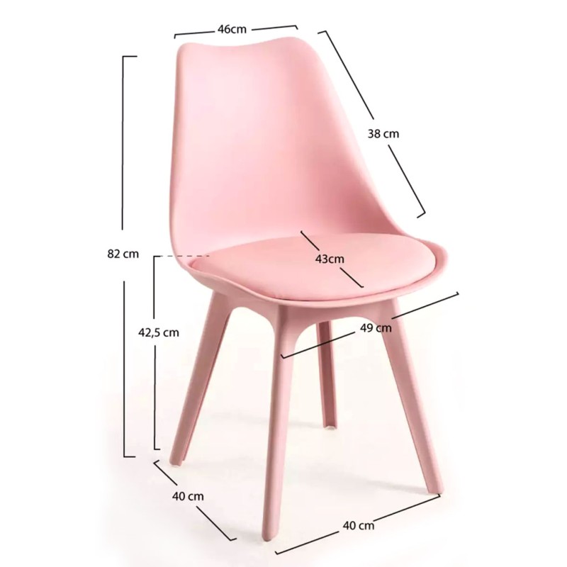 ORION91 Silla BOREAL Asiento Acolchado Piel Sintética y Patas Color (VARIOS COLORES) 48x43x82cm Comedor Oficina Salón Teletrabaj