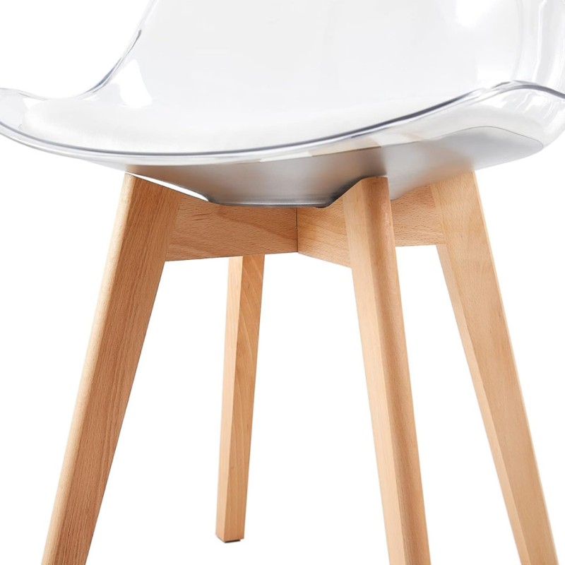 ORION91 Silla DRACO (VARIOS COLORES) Acolchado Piel Sintética Blanco y Patas Haya 54x81x48cm Comedor Oficina Salón Teletrabajo C